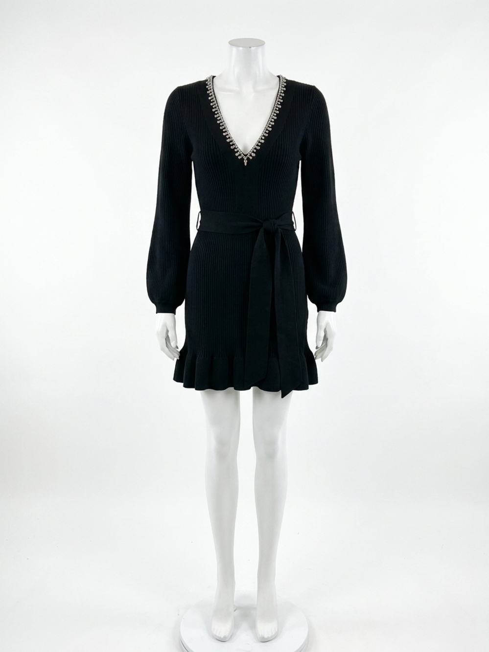 NEW MILLY liv crystal embellished pleated dress in black
